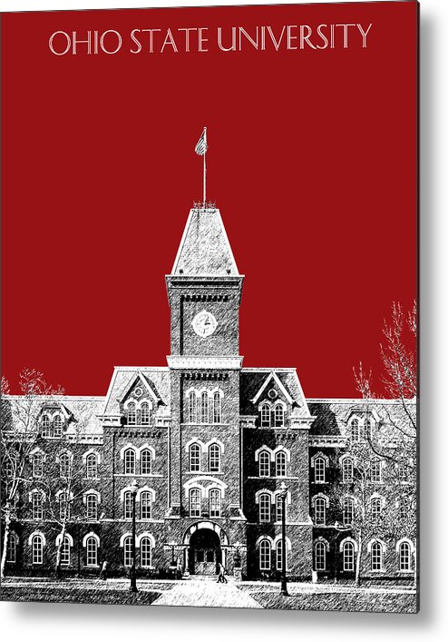 University Metal Print featuring the digital art Ohio State University - Dark Red by DB Artist