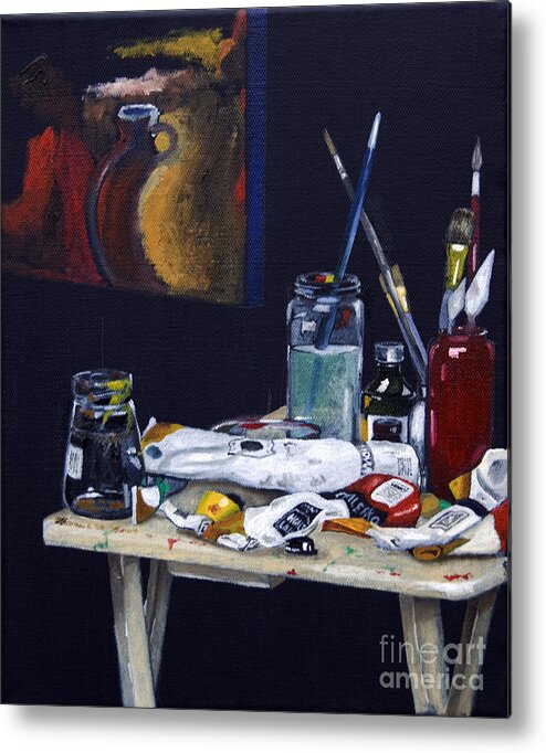 Still Life Metal Print featuring the painting Oils Still Life by James Lavott