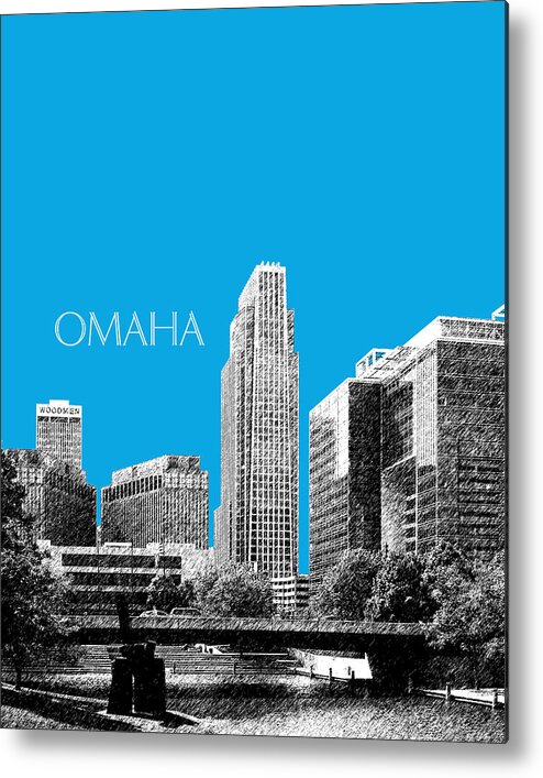 Architecture Metal Print featuring the digital art Omaha Skyline - Ice Blue by DB Artist