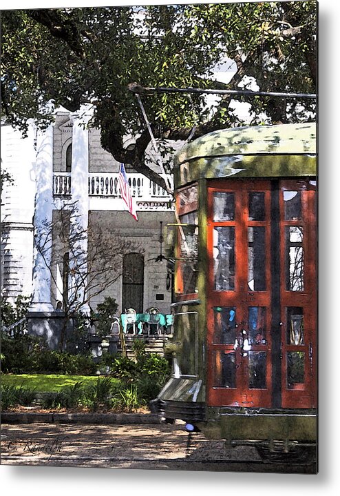 New Orleans Metal Print featuring the photograph On the Avenue - Painted by Cheri Randolph