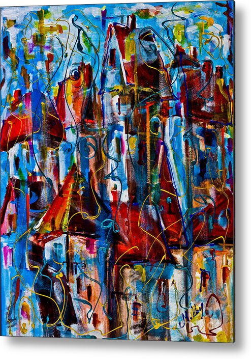 Acrylic On Canvas Metal Print featuring the painting One Happy Town by Maxim Komissarchik