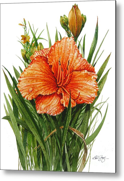 Wildflower Metal Print featuring the painting Orange Lily by Bob George