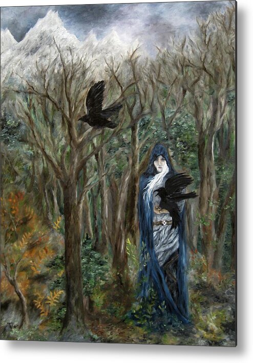 Odin Metal Print featuring the painting The Raven God by FT McKinstry