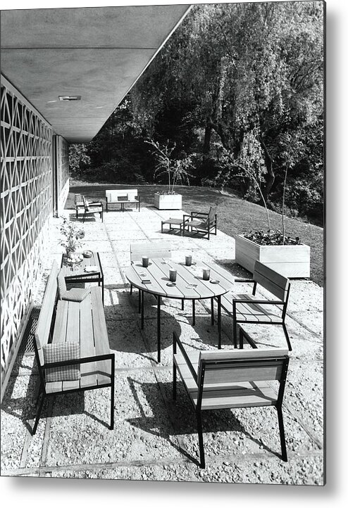 Celanese Corporation Metal Print featuring the photograph Outdoor Dining Area by Pedro E. Guerrero