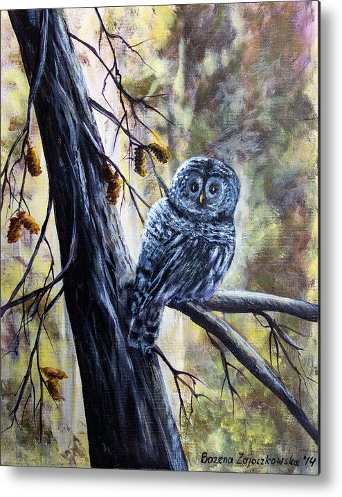 Owl Metal Print featuring the painting Owl by Bozena Zajaczkowska