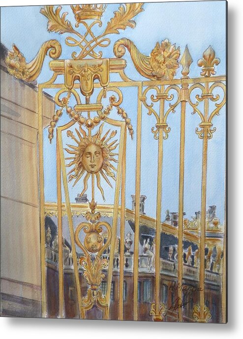 Palace Of Versailles Metal Print featuring the painting Palace of Versailles by Henrieta Maneva