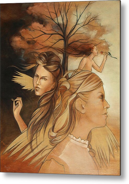 Women Metal Print featuring the painting Pale Moonlight Mysticism by Jacqueline Hudson