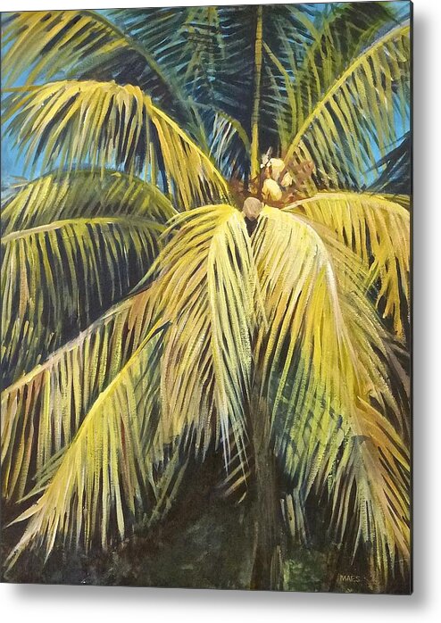 Palm Tree Metal Print featuring the painting Palm by the old Casa by Walt Maes