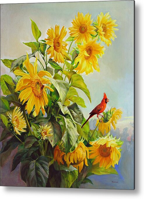Sunflower Metal Print featuring the painting Patriotic Song - The Incredible Morning by Svitozar Nenyuk