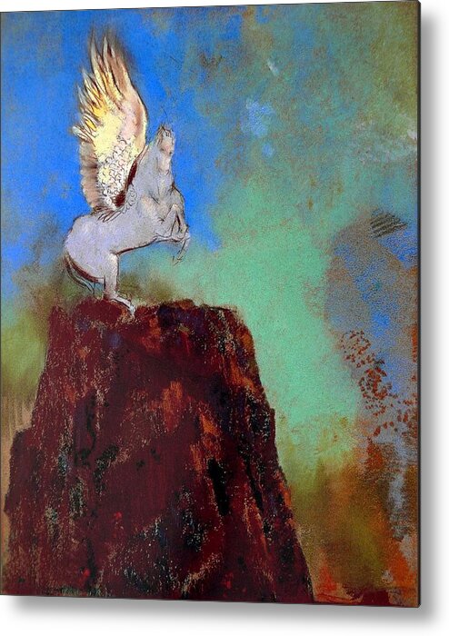 Pegasus Metal Print featuring the painting Pegasus by Odilon Redon
