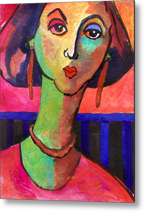 Collage Metal Print featuring the painting Penelope by Mtnwoman Silver