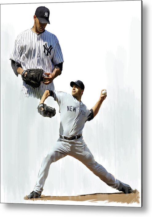 Andy Pettitte Art Work Metal Print featuring the painting Pettitte Andy Pettitte by Iconic Images Art Gallery David Pucciarelli