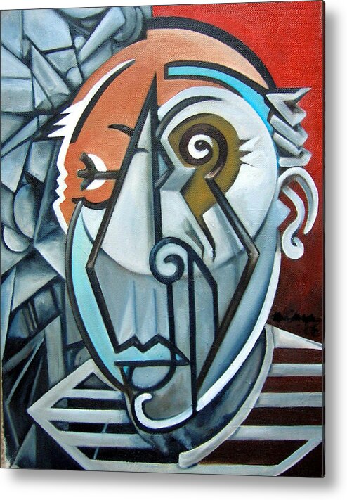 Picasso Cubism Portrait Red Metal Print featuring the painting Picasso Bust by Martel Chapman