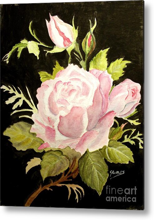 Rose Metal Print featuring the painting Pink Beauty by Carol Grimes