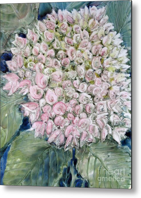 Pink Hydrangea Metal Print featuring the painting Pink Hydrangea by Louise Peardon