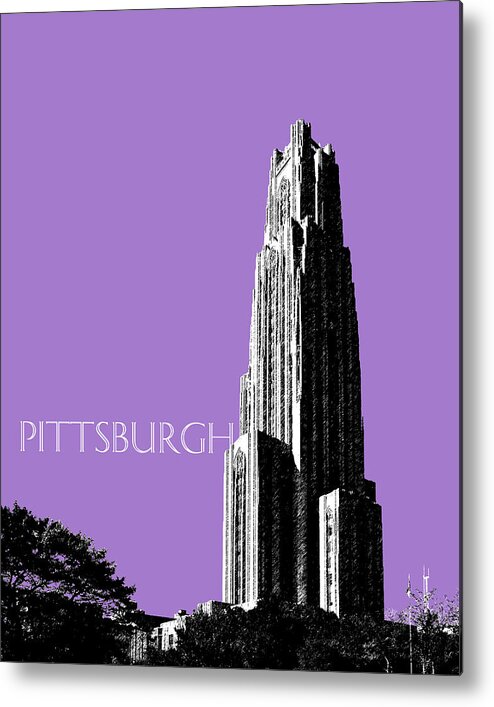Architecture Metal Print featuring the digital art Pittsburgh Skyline Cathedral of Learning - Violet by DB Artist
