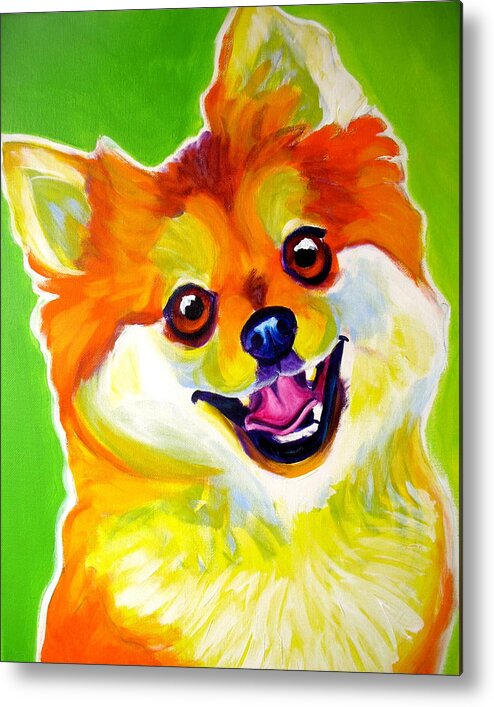 Puppy Metal Print featuring the painting Pomeranian - Tiger by Dawg Painter