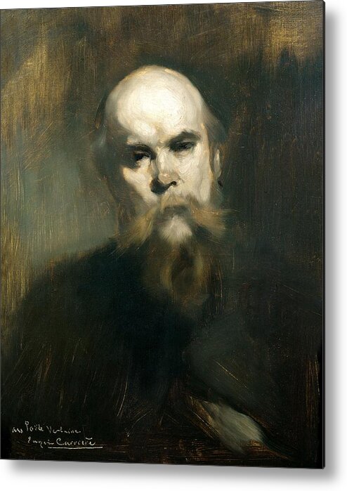Moustache Metal Print featuring the photograph Portrait Of Paul Verlaine 1844-96 1890 Oil On Canvas by Eugene Carriere