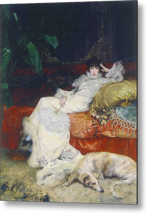 Georges Metal Print featuring the painting Portrait of Sarah Bernhardt by Georges Clairin