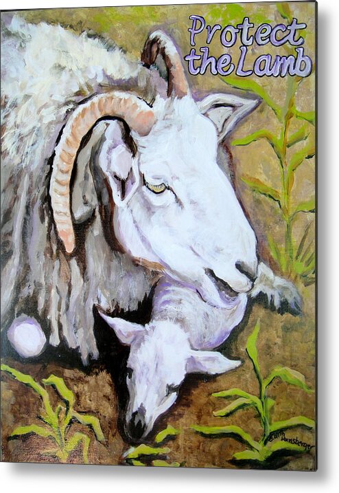 Lamb Metal Print featuring the painting Protect the Lamb by Edith Hunsberger