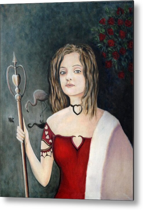 Portrait Metal Print featuring the painting Queen of Hearts by Mr Dill