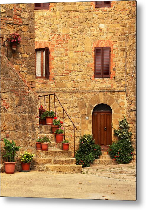 Tuscany Metal Print featuring the photograph Quiet Courtyard In a Tuscan Hilltown by Greg Matchick