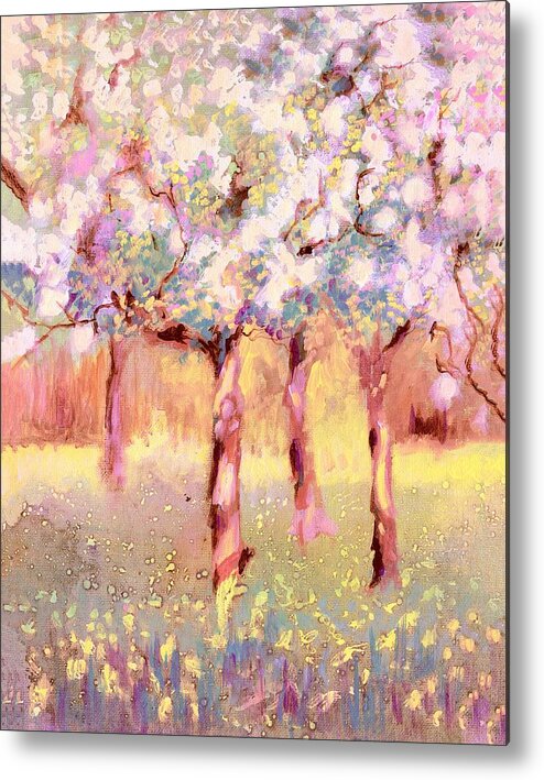 Pink Metal Print featuring the painting Quiet by Melissa Herrin