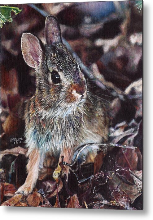 Rabbit Metal Print featuring the painting Rabbit in the Woods by Joshua Martin