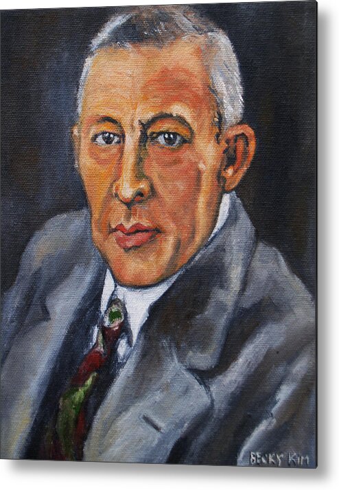 Portrat Metal Print featuring the painting Rachmaninov by Becky Kim