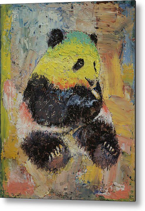 Panda Metal Print featuring the painting Rasta Panda by Michael Creese