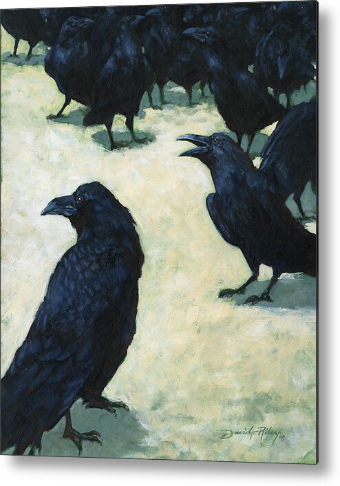 Ravens Metal Print featuring the painting Ravens by David Riley