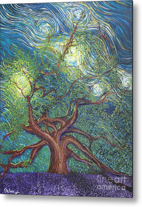 Tree Metal Print featuring the painting Reaching For The Stars by Stefan Duncan
