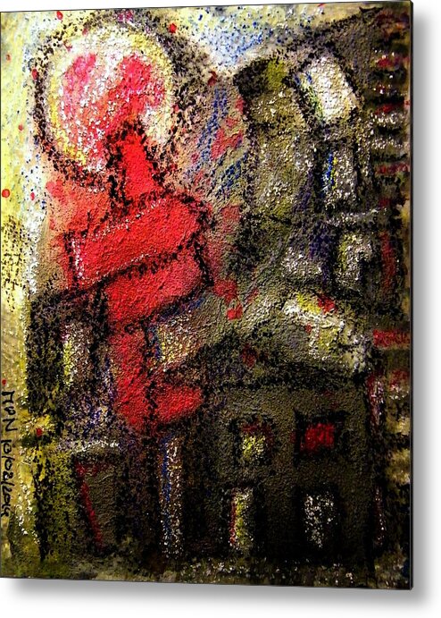 Chimney Metal Print featuring the painting Red Chimney - Roter Schornstein by Mimulux Patricia No