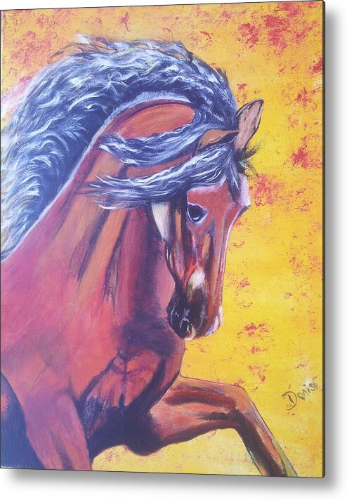 Horse Metal Print featuring the painting Red Fury by Denise Hills