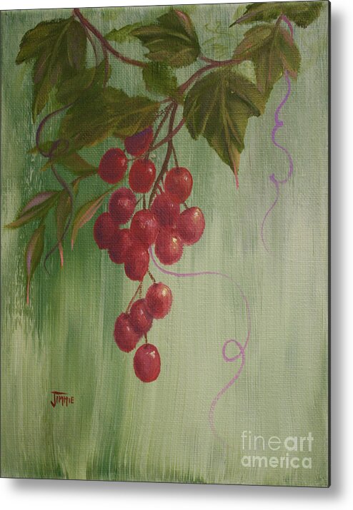 Smallpaintings Metal Print featuring the painting Red Grapes by Jimmie Bartlett