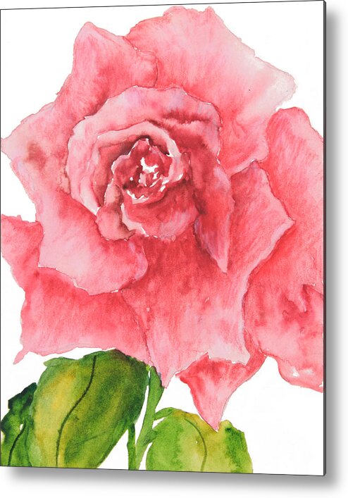 Red Rose Metal Print featuring the painting Red Rose by Sally Quillin