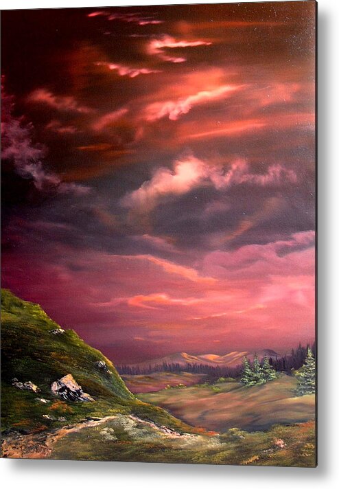 Scotland Metal Print featuring the painting Red Sky At Night by Jean Walker