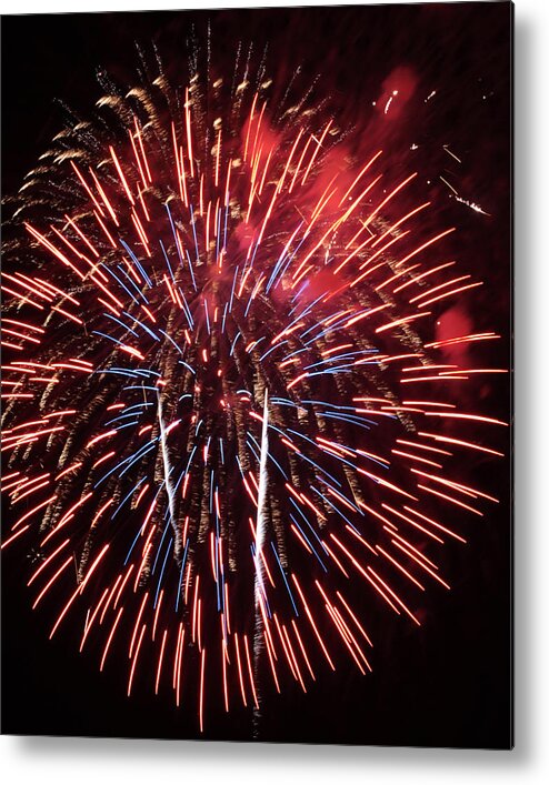Fireworks Metal Print featuring the photograph Red White and Blue by Harold Rau