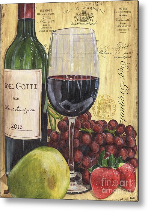 Wine Metal Print featuring the painting Red Wine and Pear by Debbie DeWitt