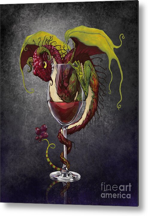 Dragon Metal Poster featuring the digital art Red Wine Dragon by Stanley Morrison