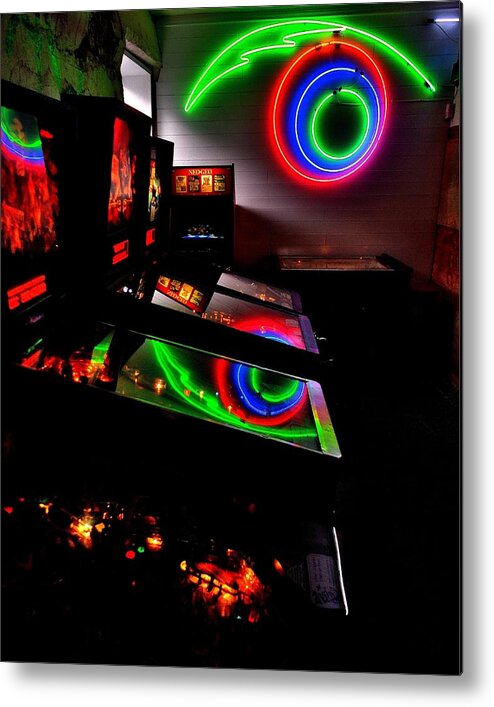80s Metal Print featuring the photograph Replicant Arcade by Benjamin Yeager