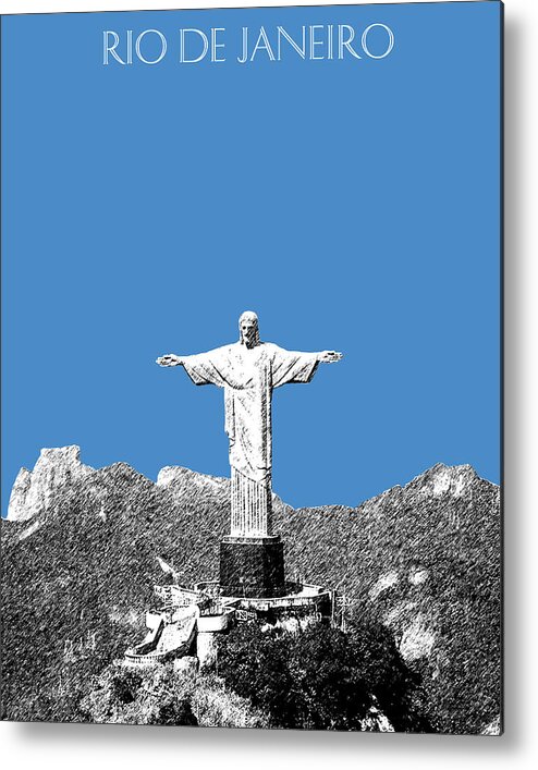 Architecture Metal Print featuring the digital art Rio de Janeiro Skyline Christ the Redeemer - Slate by DB Artist
