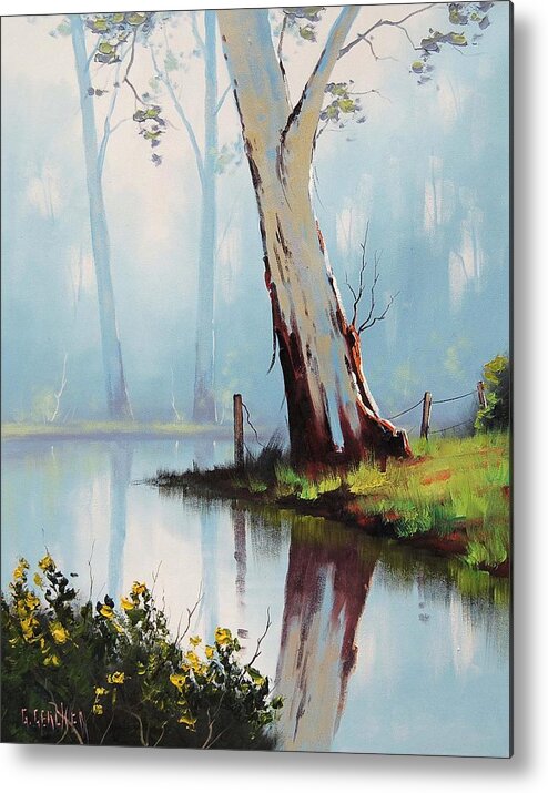  Metal Print featuring the painting River Eucalyptus Trees by Graham Gercken