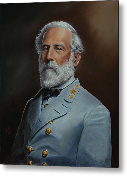 Portrait Metal Print featuring the painting Robert E. Lee by Glenn Beasley