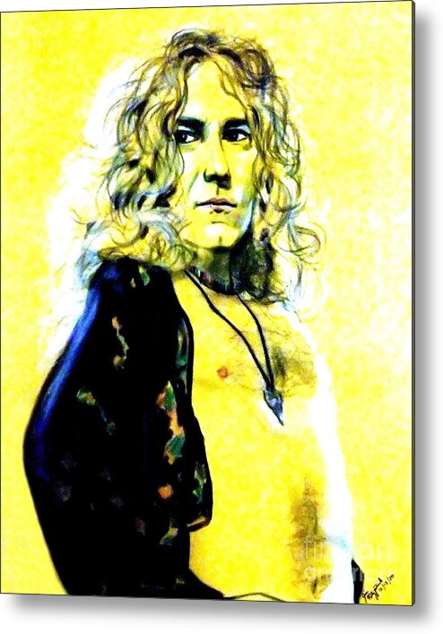 Robert Plant Metal Print featuring the drawing Robert Plant of Led Zeppelin  by Jim Fitzpatrick