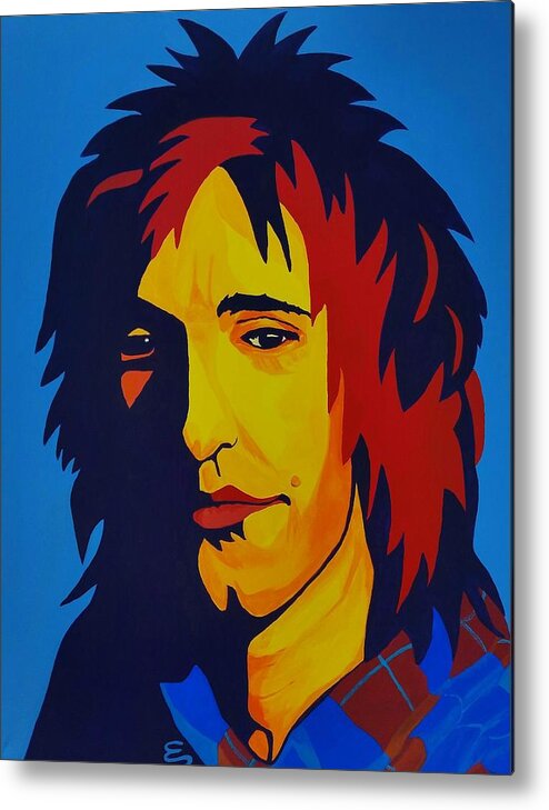 Portrait Paintings Metal Print featuring the painting Rod Stewart  by Edward Pebworth