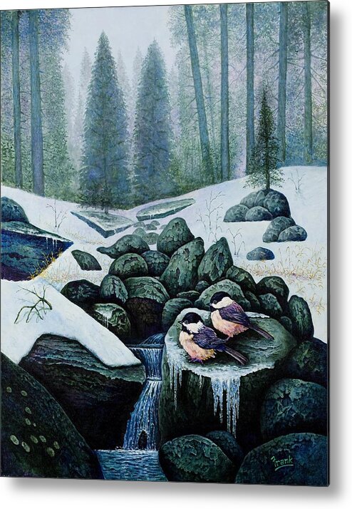 Chickadees Metal Print featuring the painting Romantique V by Michael Frank
