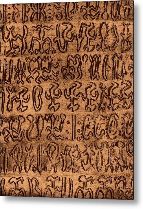 Ancient Metal Print featuring the photograph Rongorongo Tablet, Proto-writing by George Holton