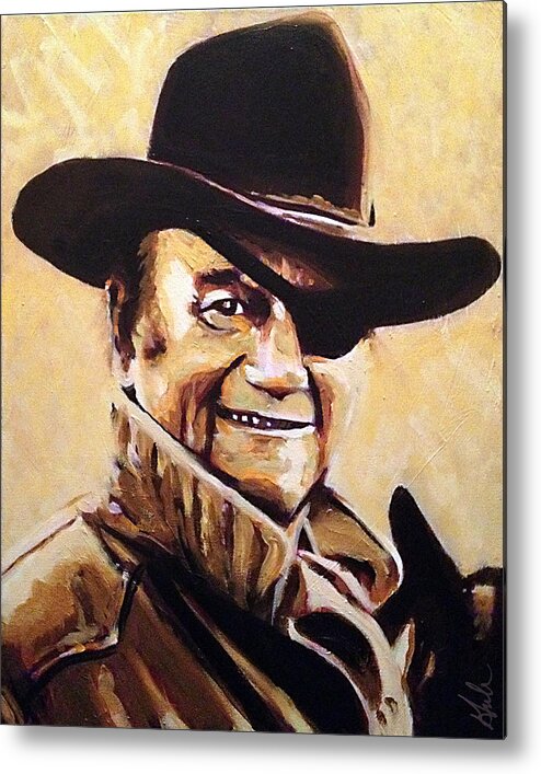 A Portrait Of John Wayne As Rooster Cogburn. Metal Print featuring the painting Rooster by Steve Gamba