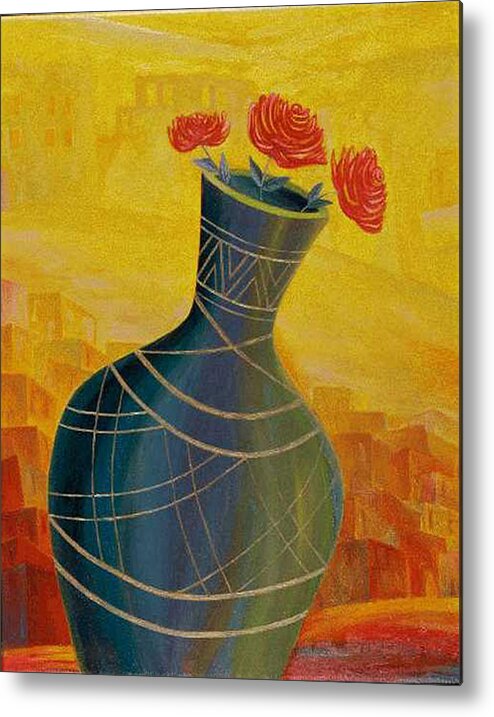 Roses Metal Print featuring the painting Roses by Israel Tsvaygenbaum